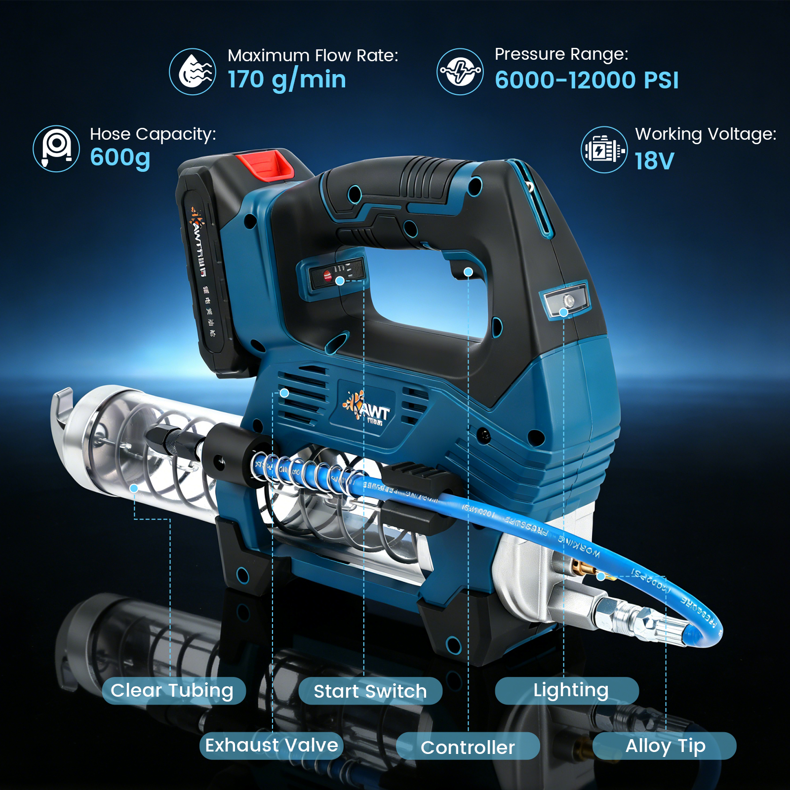 Battery Grease Gun, 12000 PSI  - Power Tools Grease recensie en prijs